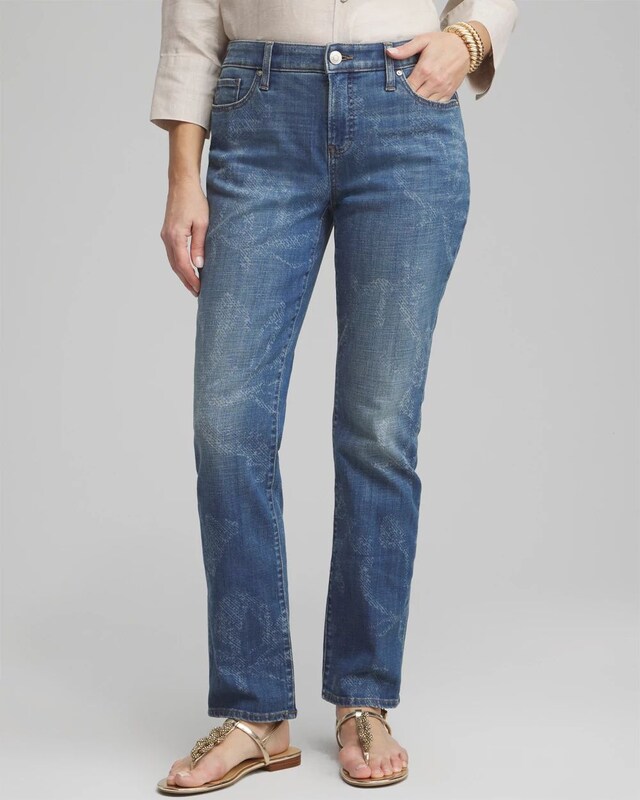 Girlfriend Laser Print Jeans